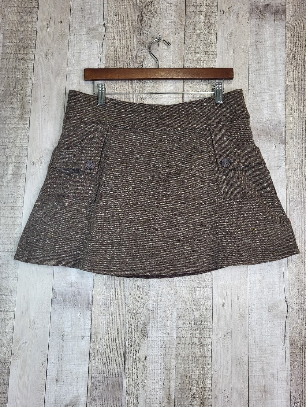 Necessary Objects Women's Brown Tweed A-Line Skirt. Size Large. 90s. Vintage NWT
